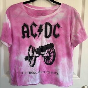 AC/DC Tie-Dye Pink Cropped Tee